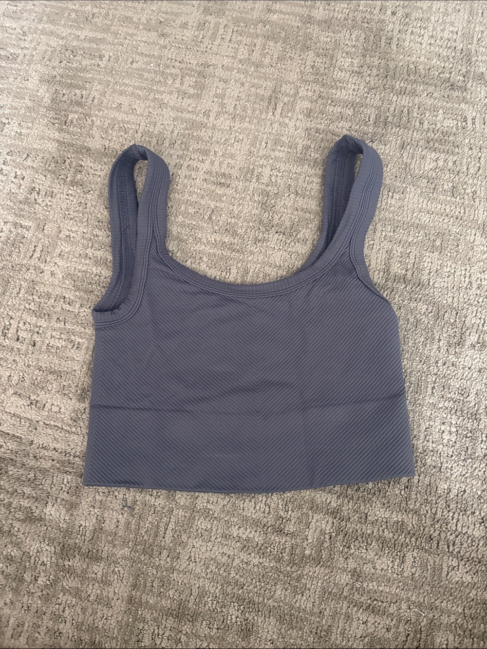 Women’s Full Tilt Chevron Ribbed Scoop Neck Crop Tank Top - Blue